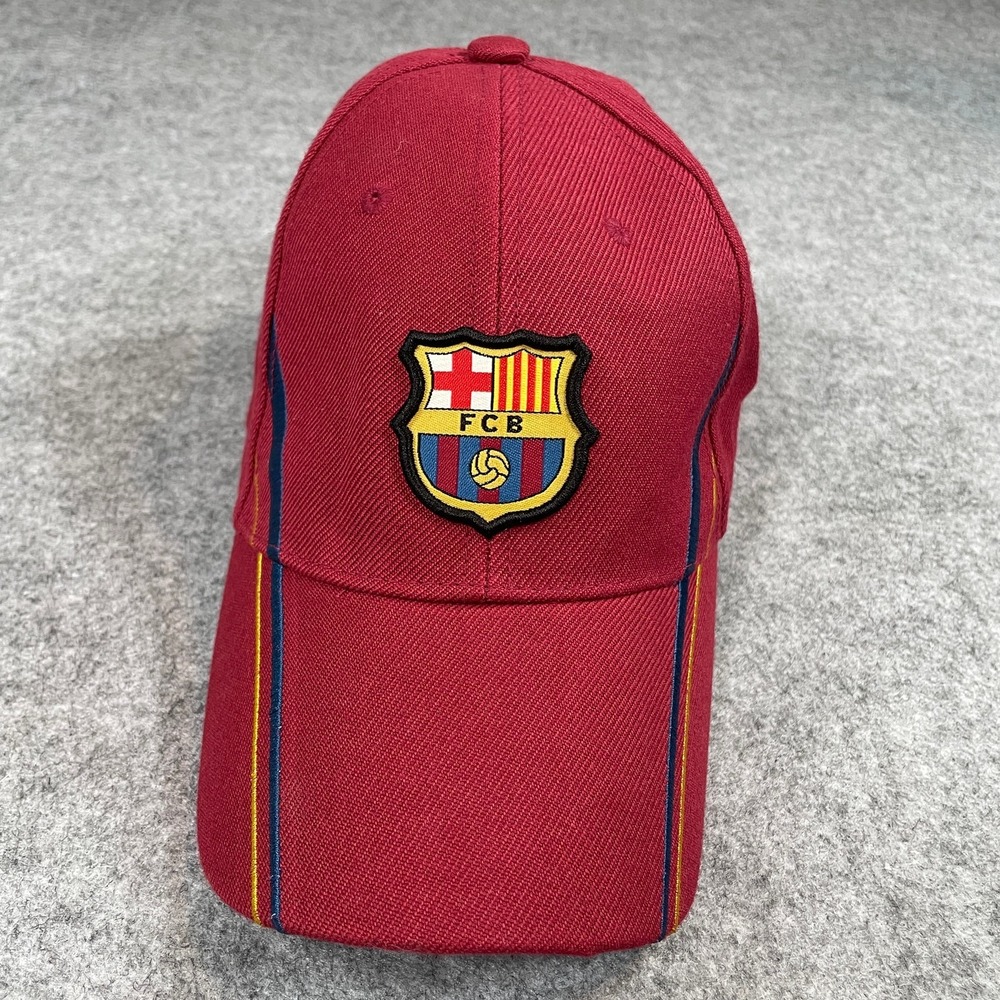 Fc Barcelona Mens Baseball Cap Red Soccer Embroidered Crest Fcb Hat Adjustable